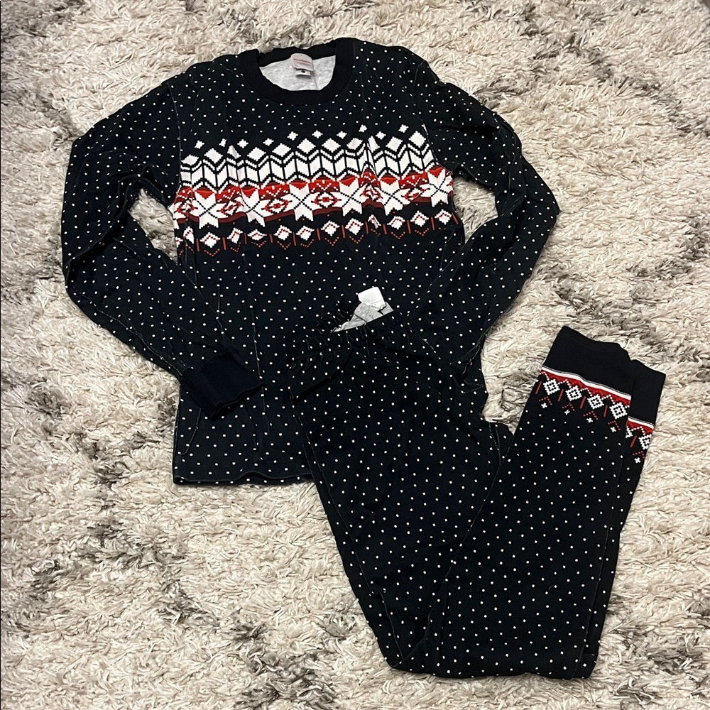 Hanna Andersson heritage fairisle pajamas. Black. Adult size small. Unisex.